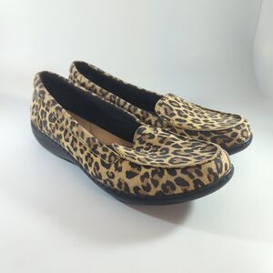 Clarks Leopard Leather Ashland Jam Slip-On Loafers OrthoLite 9.5